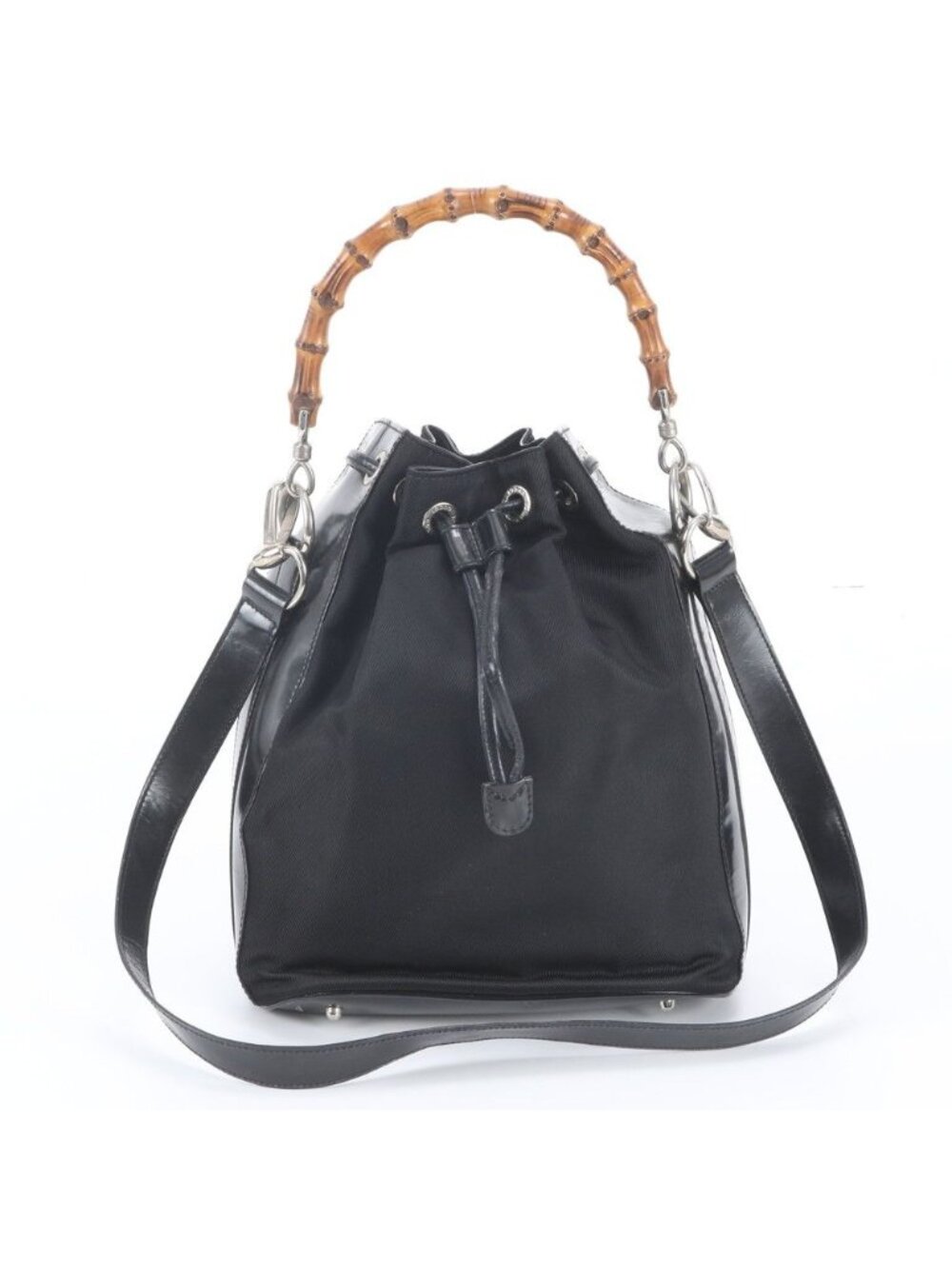 Gucci Vintage Bamboo Leather 2-Way Shoulder Bag Crossbody